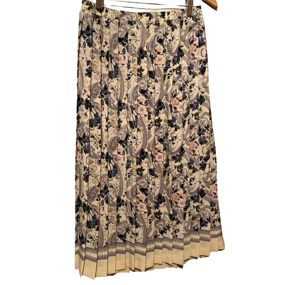 Leslie Fay Womens Pleated Skirt Floral Size 12 Cottagecore Modest‎ Prairie